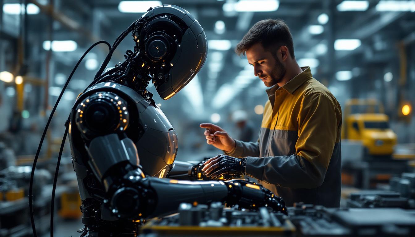 A photograph of a sleek industrial robot in action
