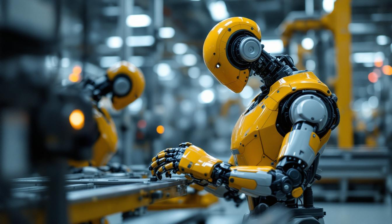 A photograph of a modern industrial robot in action within a manufacturing environment