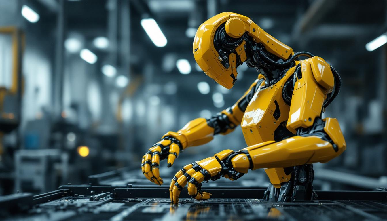 A photograph of a sleek industrial robot in action