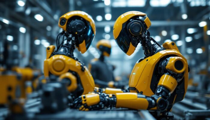 A photograph of a tesla optimus gen 2 robot in an industrial setting