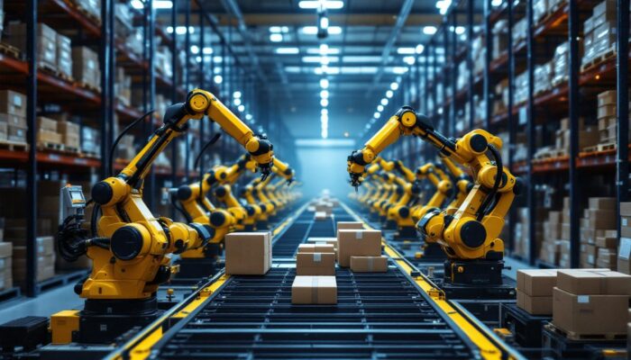 A photograph of a hai robotics automated warehouse system in action