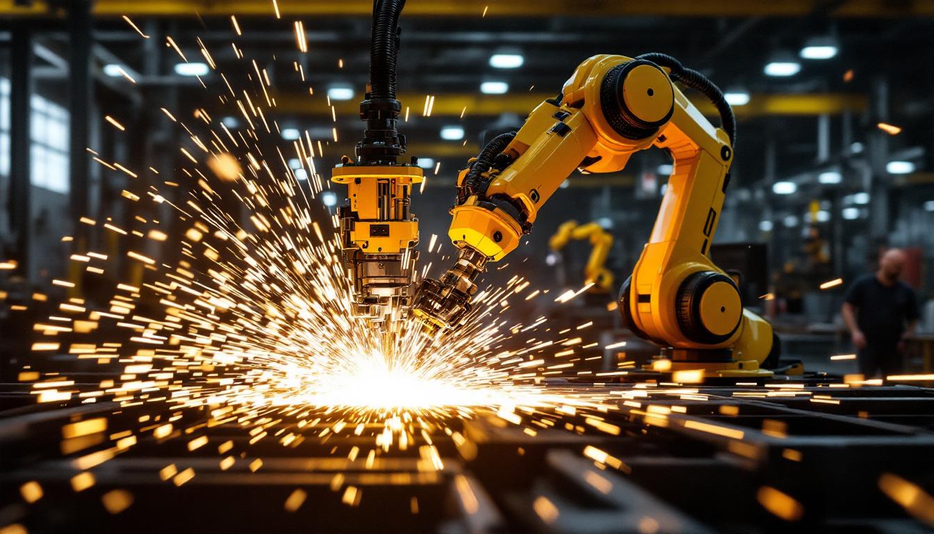 A photograph of a cobot welder in action