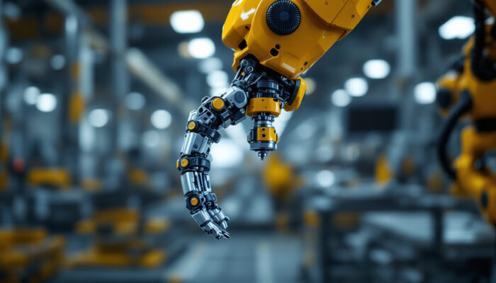 A photograph of a close-up of a robotic gripper in action