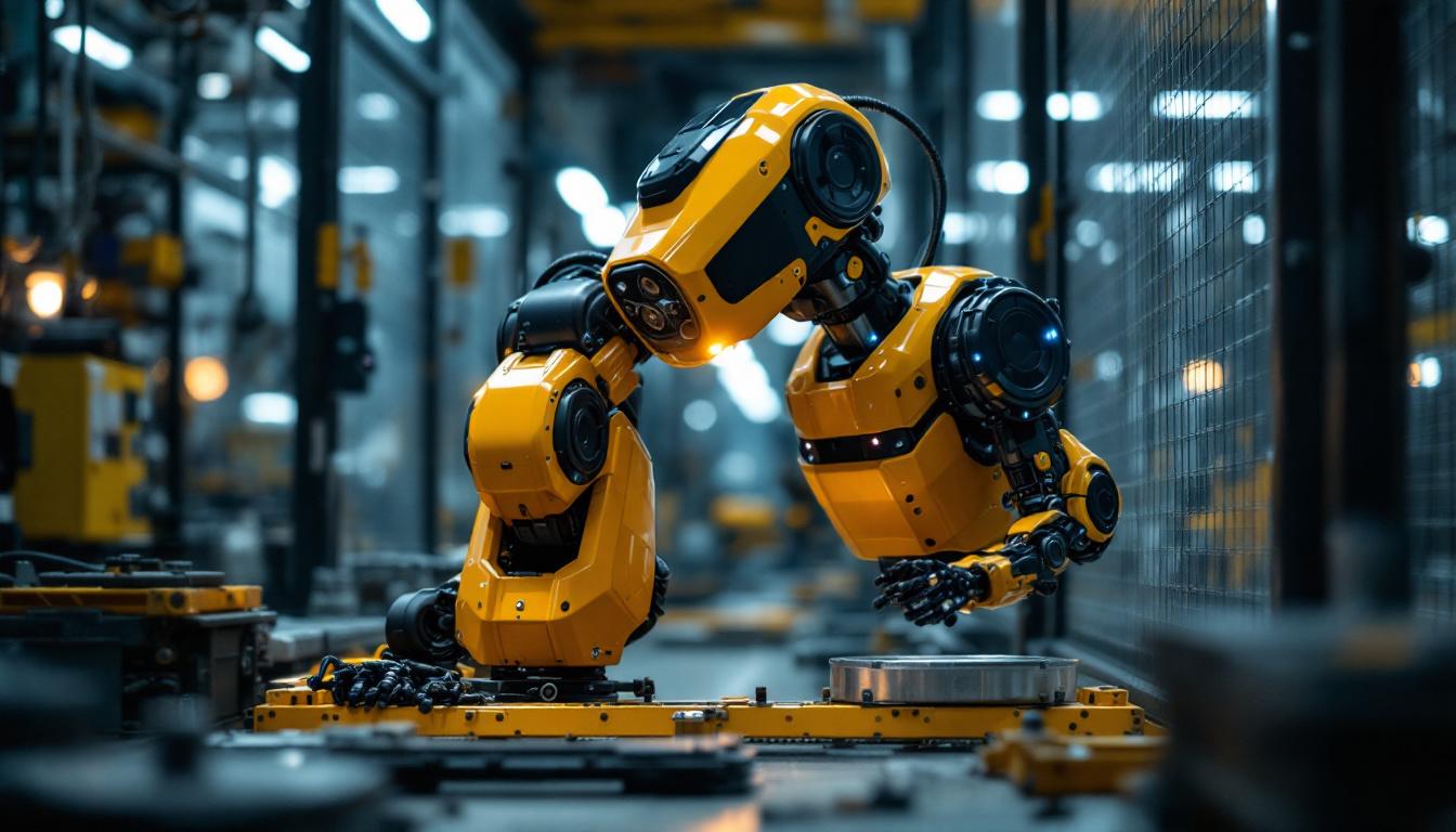 A photograph of a bear robotics robot in action within an industrial setting