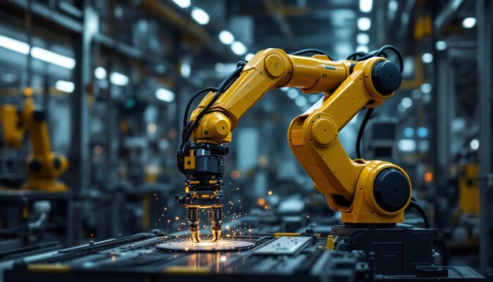 A photograph of a collaborative robotic arm (cobot) in action