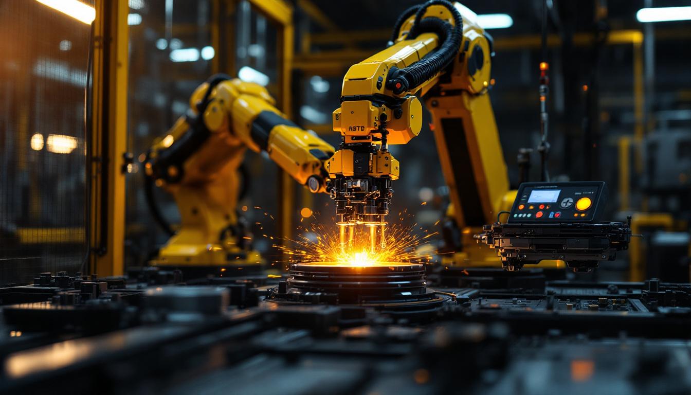 A photograph of a dynamic industrial robot in action