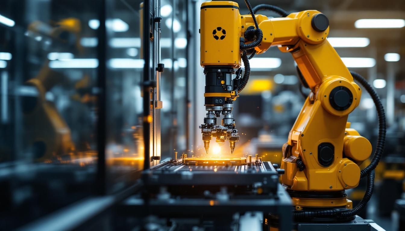 A photograph of a cnc machine tending robot in action