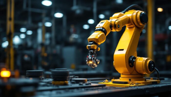 A photograph of a robotic arm in action