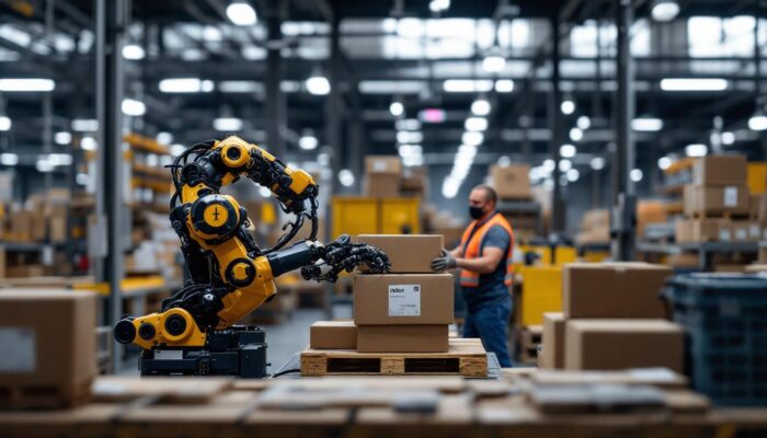 A photograph of capture a photograph of a collaborative robot (cobot) in action