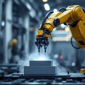 A photograph of a robotic arm in action