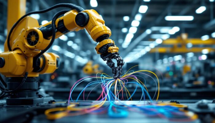 A photograph of a robotic arm in action