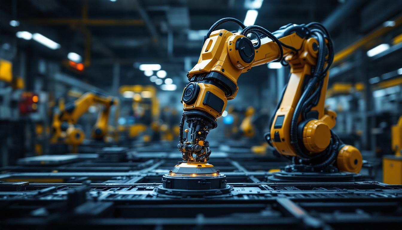 A photograph of a sleek industrial robotic arm in action