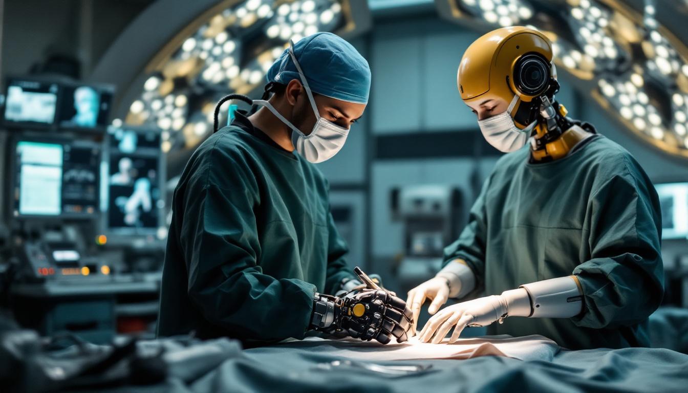 A photograph of a robotic surgical system in action