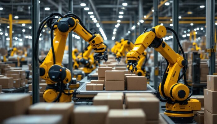 A photograph of a bustling amazon fulfillment center in shreveport