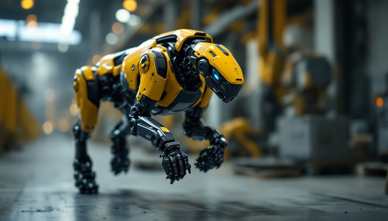 A photograph of a boston dynamics robot dog in action