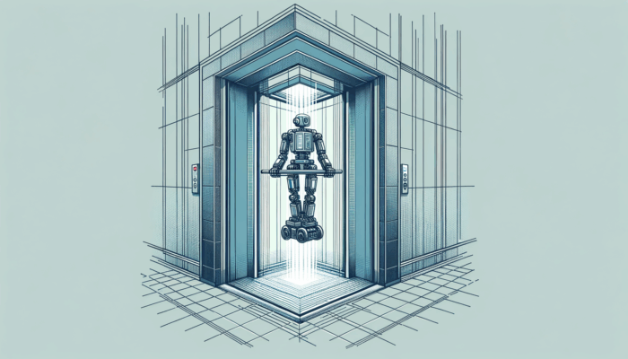 An elevator shaft with a sleek
