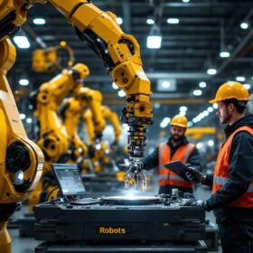 A photograph of a modern industrial robotics facility in shreveport