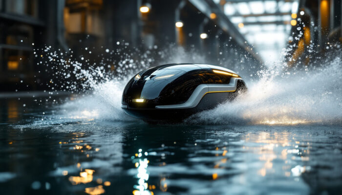 A photograph of a sleek