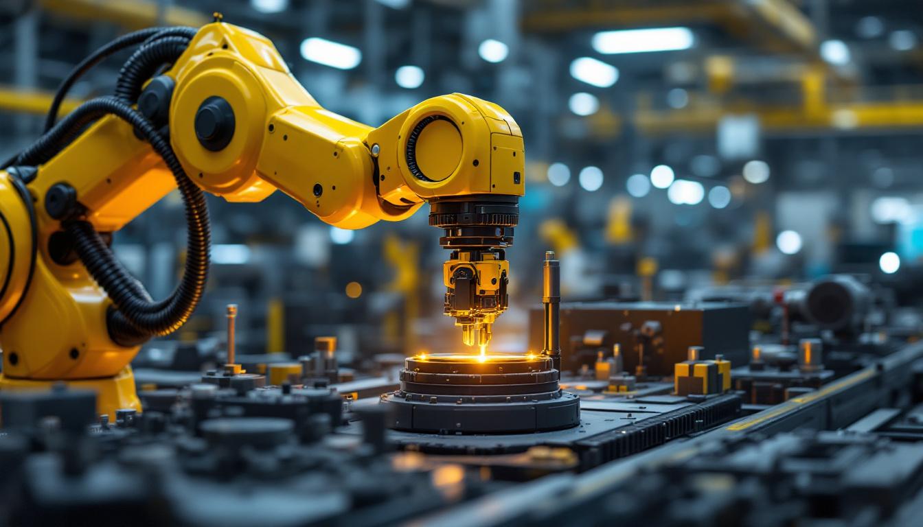 A photograph of a sleek industrial robotic arm in action