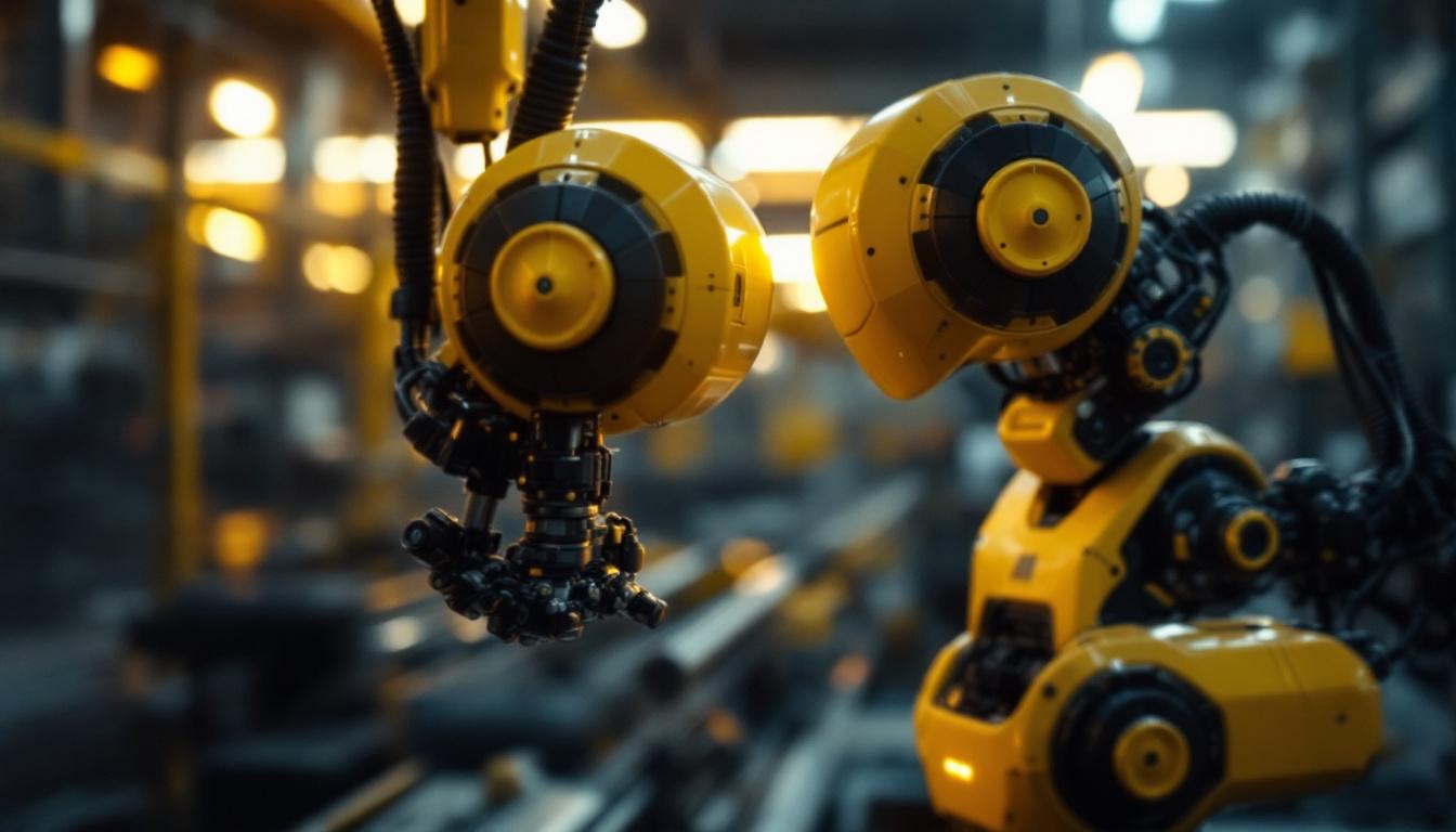 A photograph of a sophisticated industrial robot in action