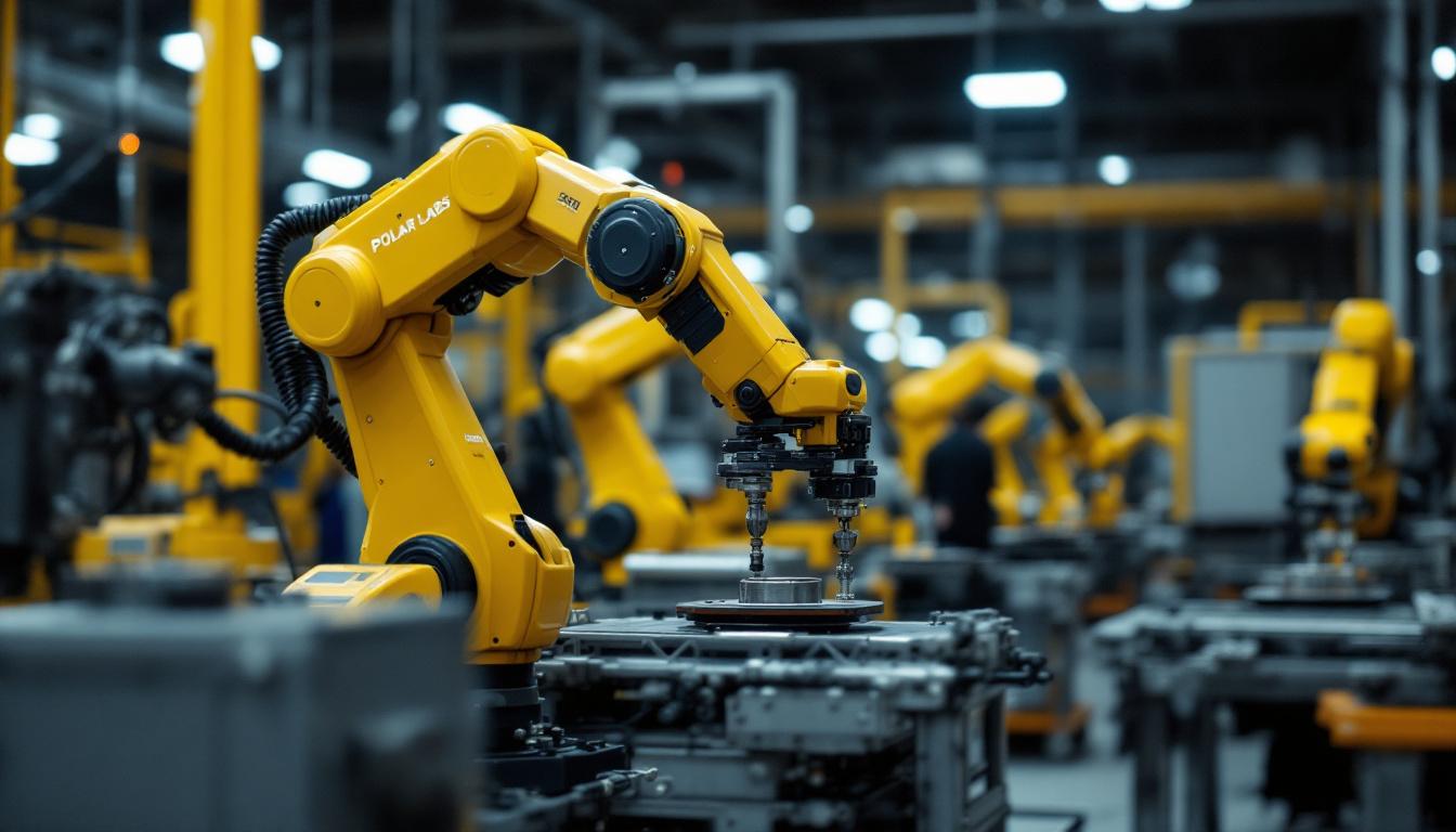 A photograph of a polar labs industrial robot in action within a manufacturing environment