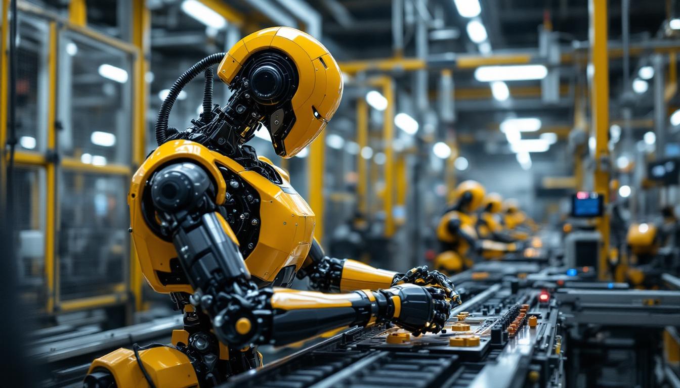 A photograph of a sleek industrial robot in action