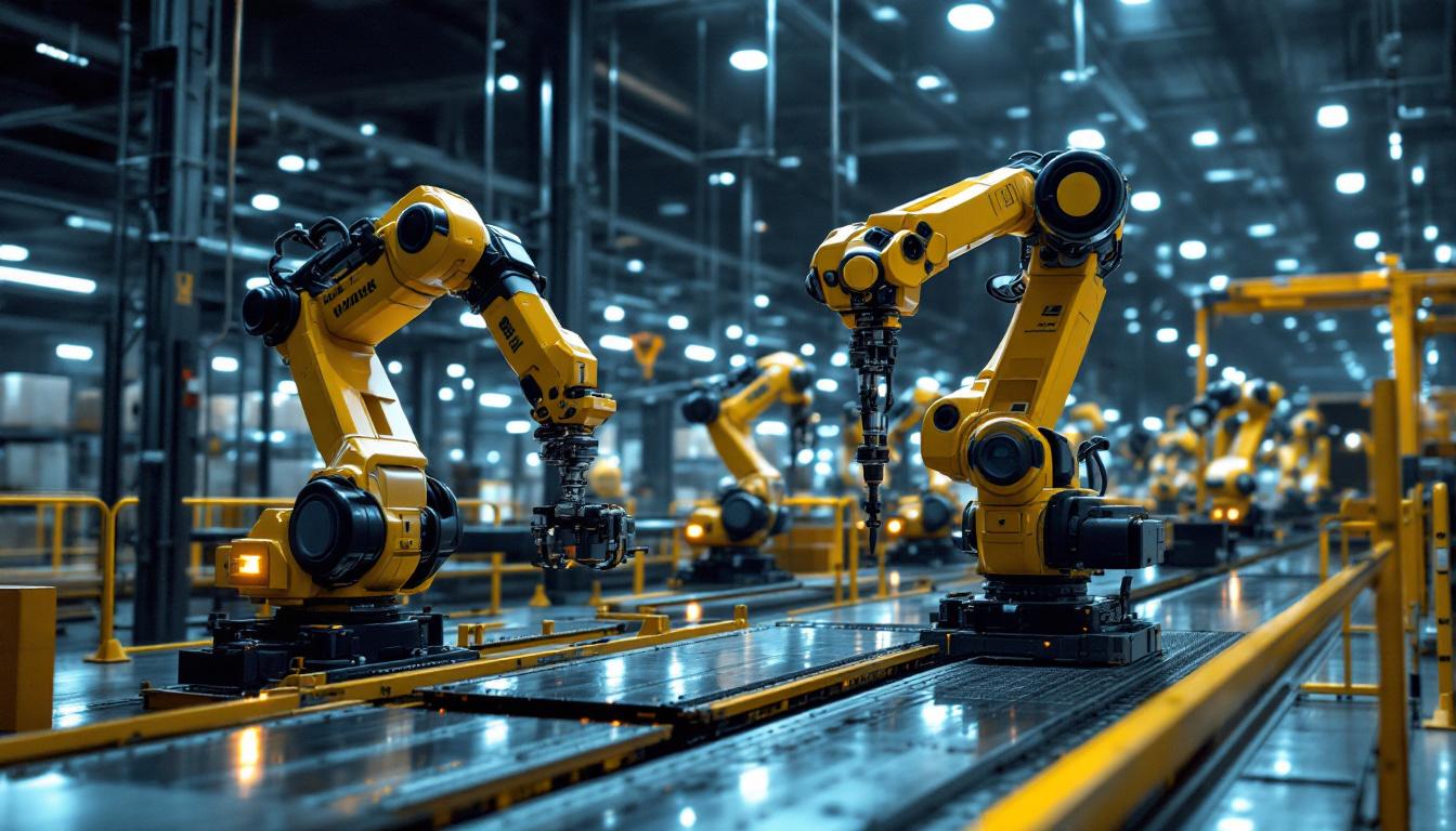 A photograph of a modern automated warehousing system in action