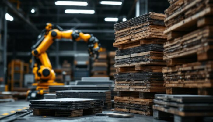 A photograph of a well-organized stack of industrial materials