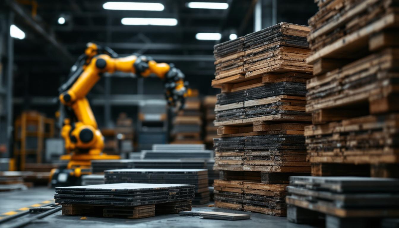 A photograph of a well-organized stack of industrial materials