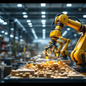 A photograph of a robotic arm in action