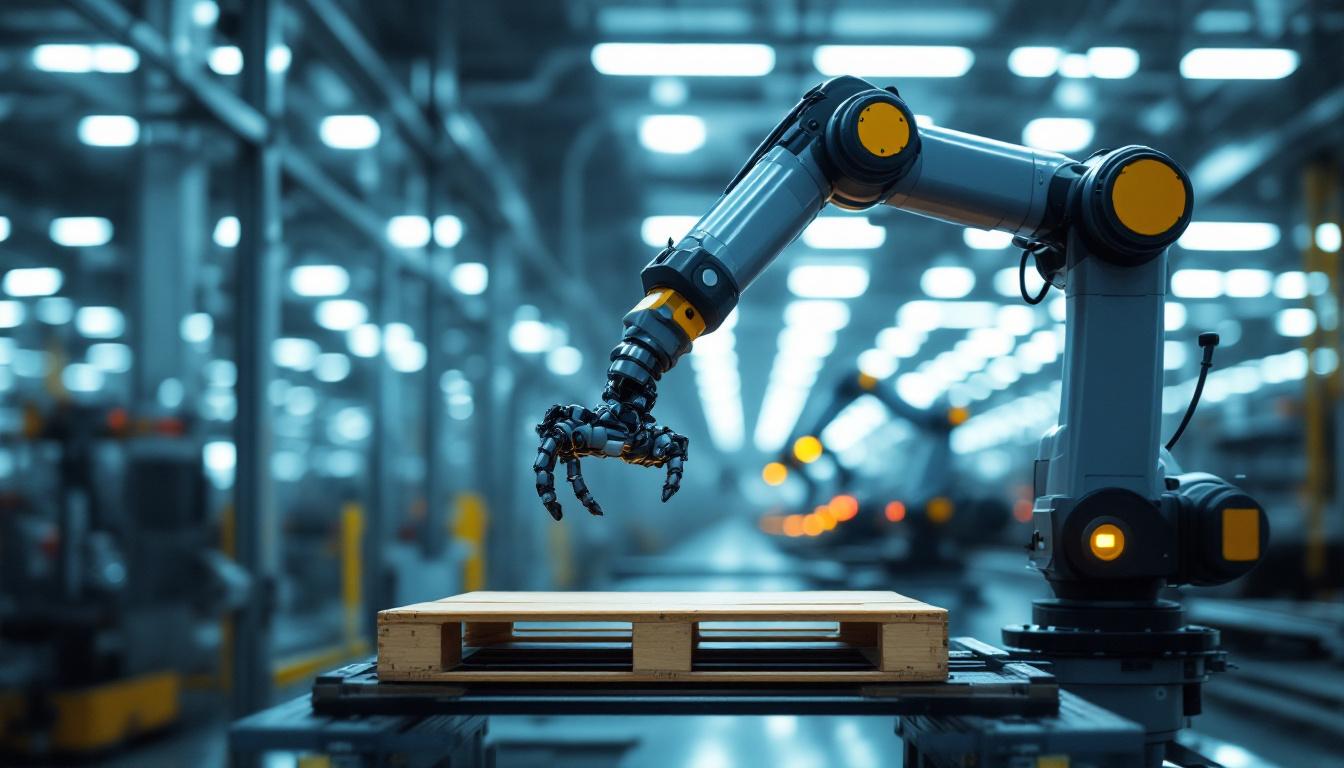 A photograph of a sleek industrial robotic arm in action