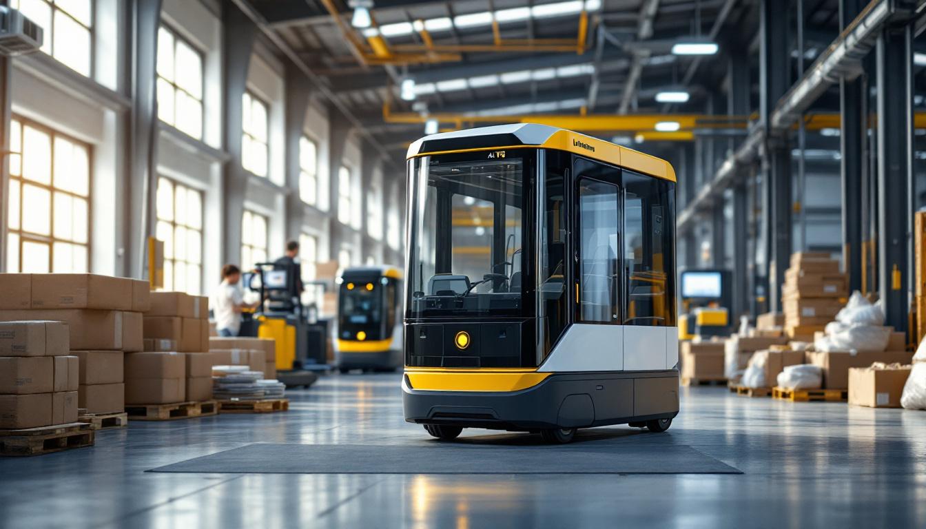 A photograph of a jungheinrich agv in action within a modern industrial setting