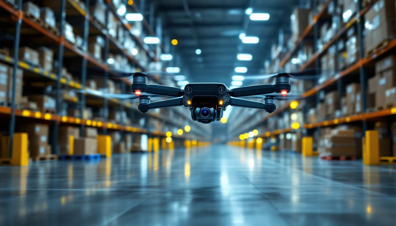 A photograph of a drone in action