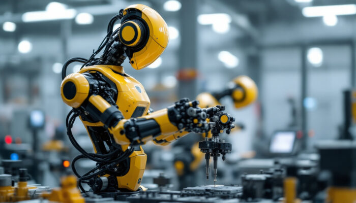 A photograph of a ure5 robot in action within an industrial setting