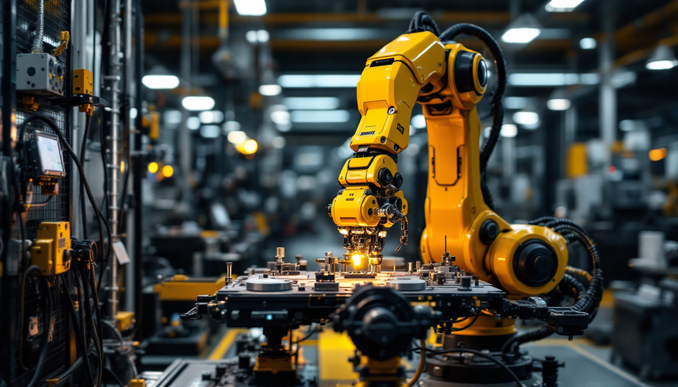 A photograph of a ur5 industrial robot in action
