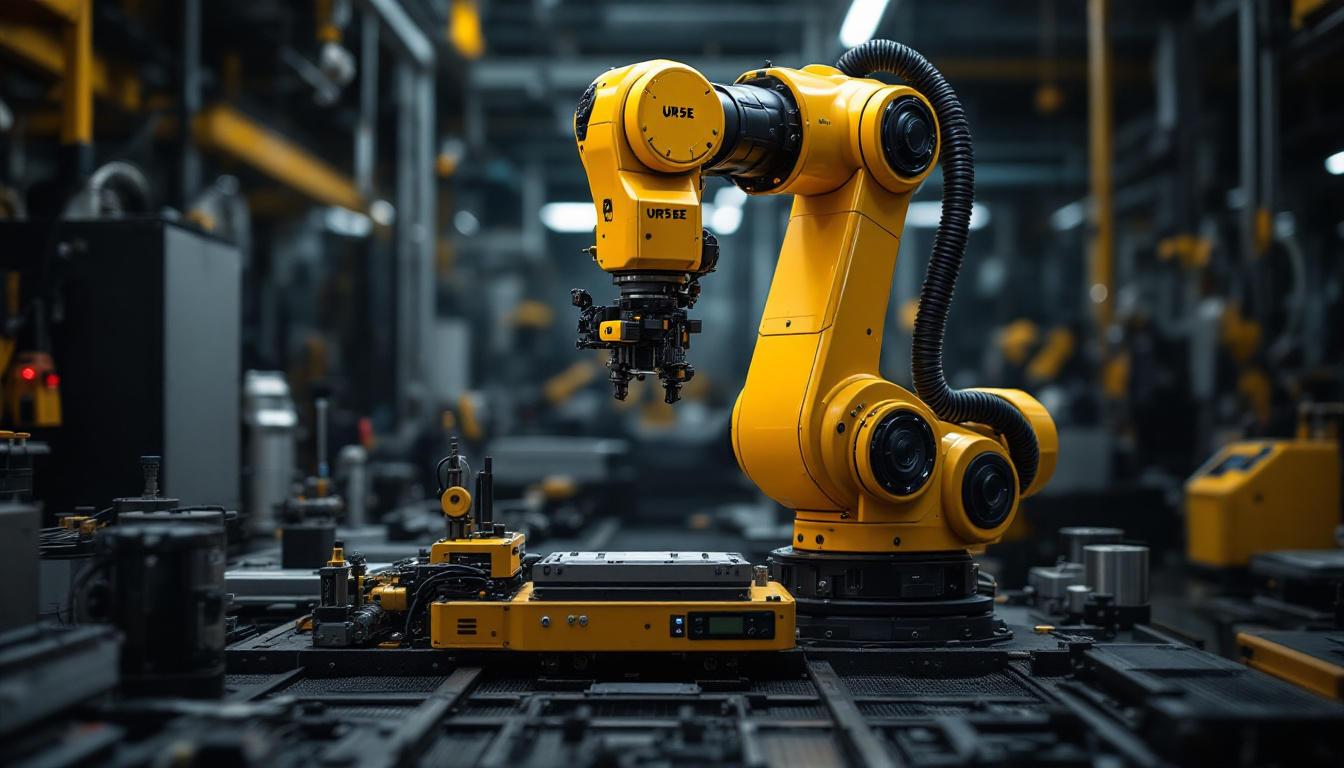 A photograph of a ur5e industrial robot in action