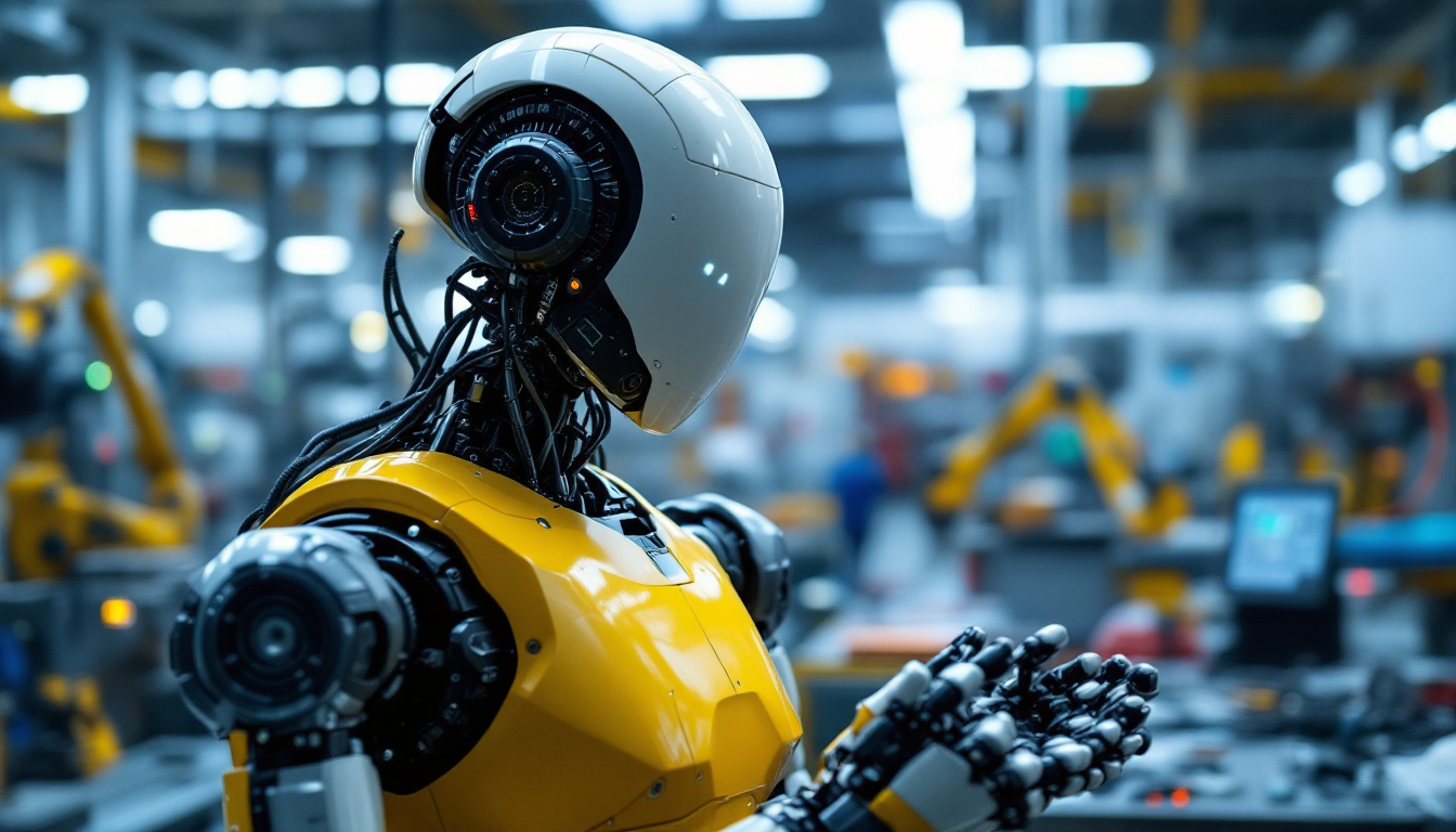 A photograph of a sleek industrial robot in action