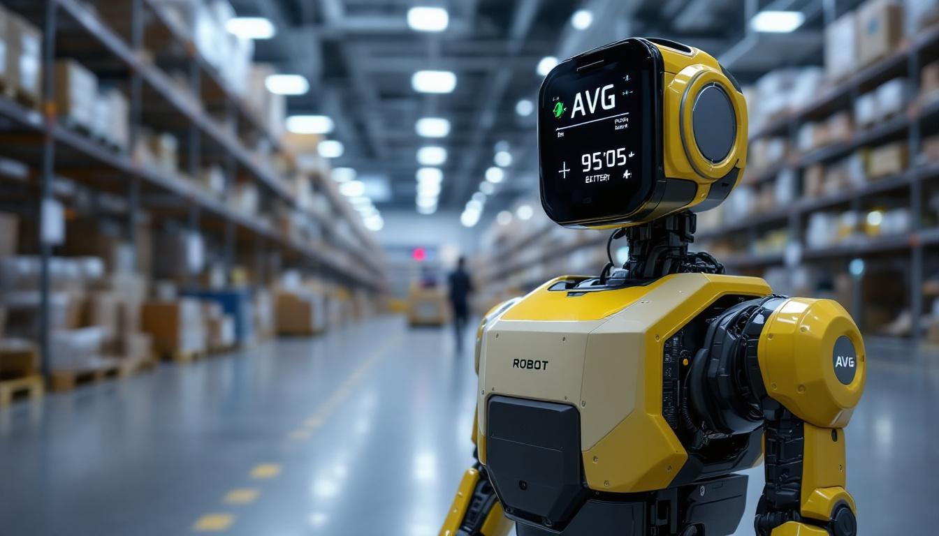 A photograph of a modern industrial robot in action