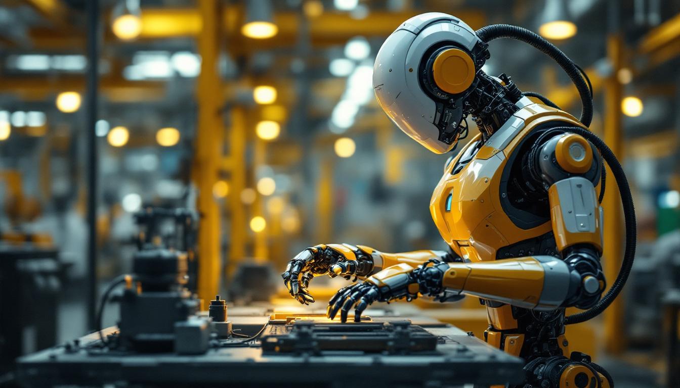 A photograph of a sophisticated industrial robot in action