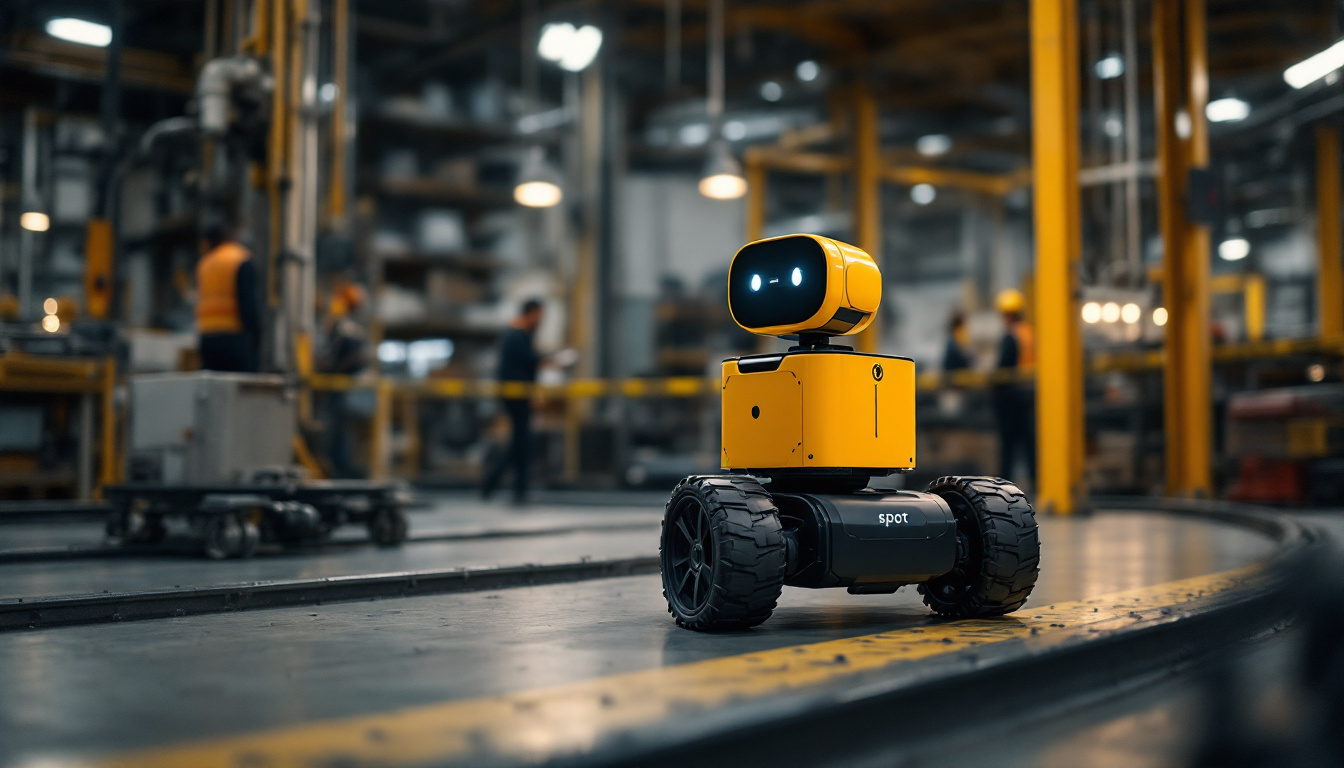 A photograph of a spot robot in action within an industrial setting
