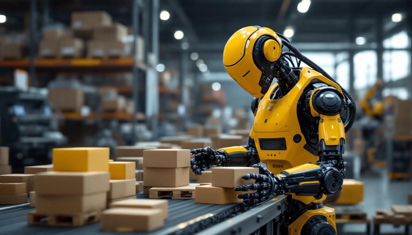 A photograph of a high-tech industrial robot in action