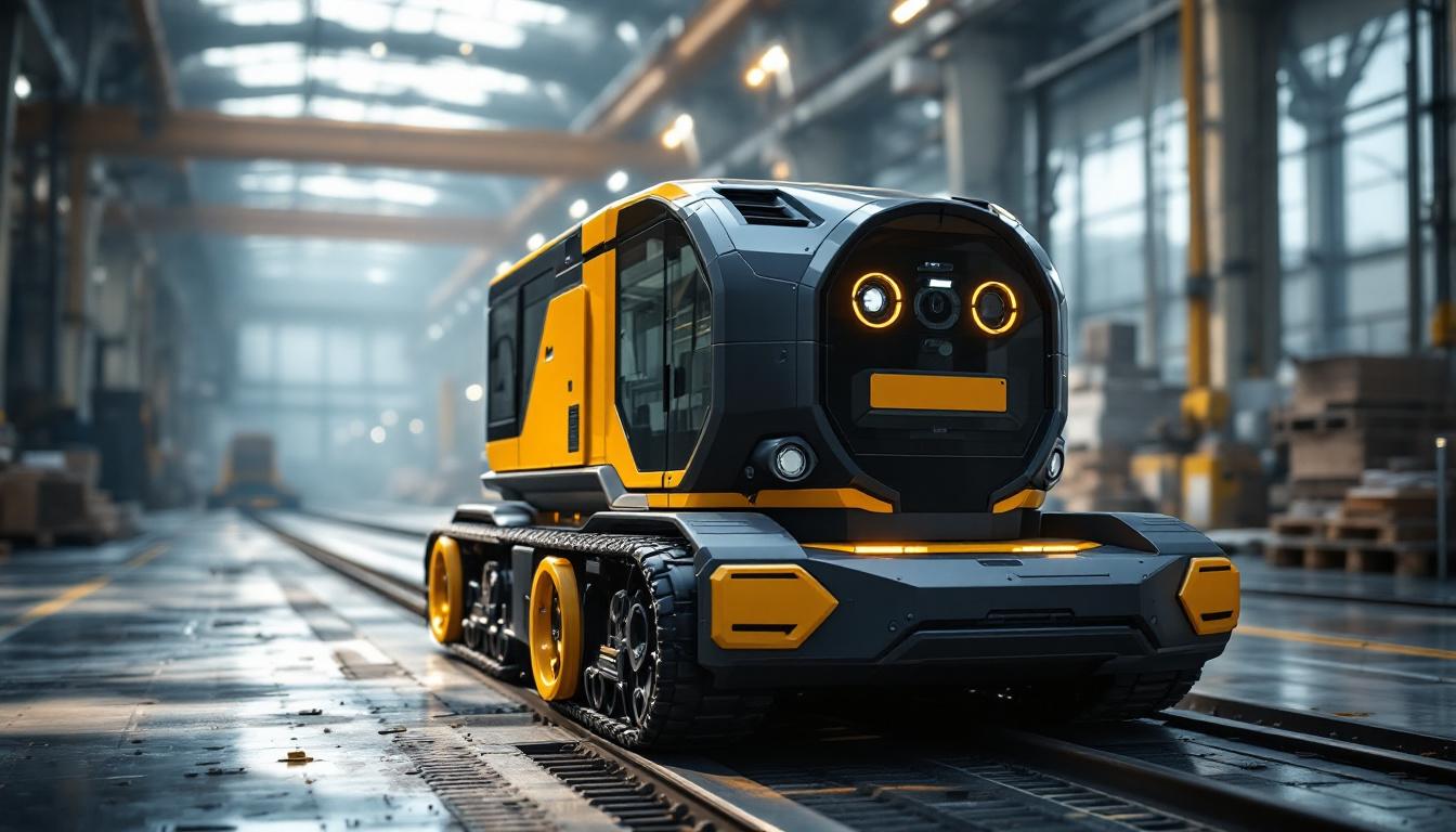 A photograph of a tug car in action within an industrial setting