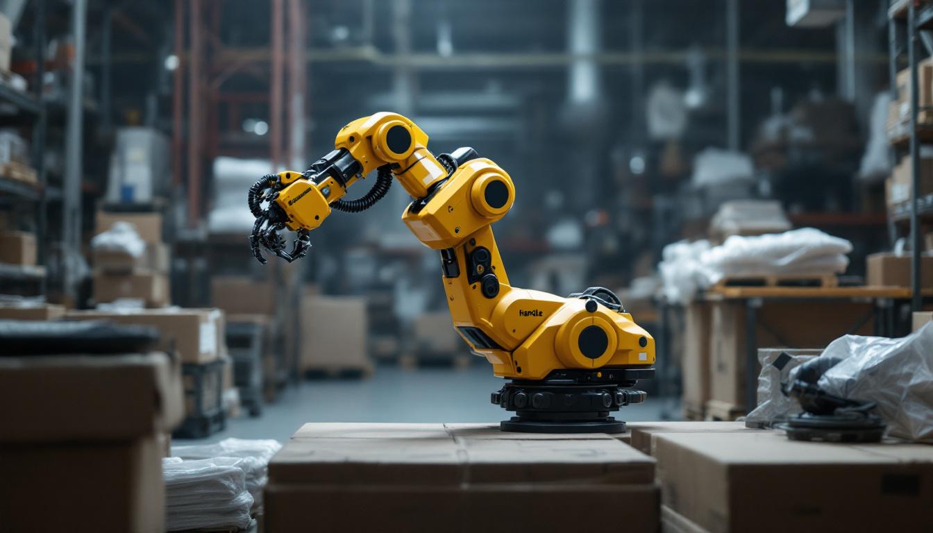 A photograph of capture a photograph of boston dynamics' handle robot in action