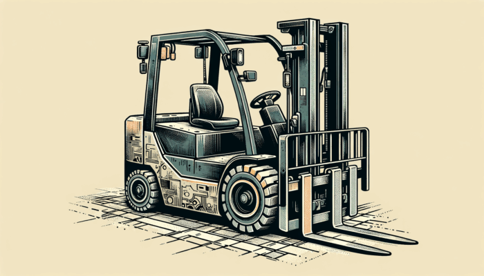 A versatile forklift equipped with interchangeable pallet forks and a cart attachment