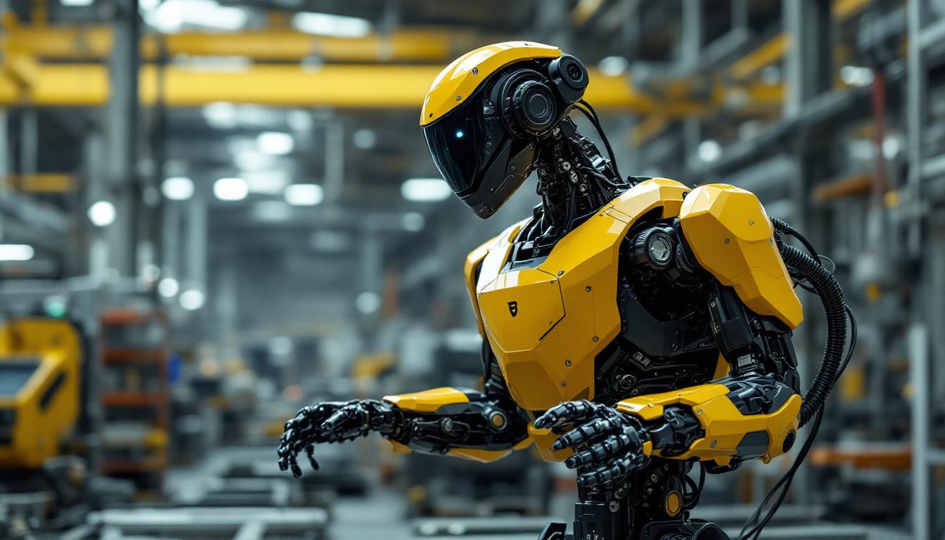 A photograph of a boston dynamics robot in action within an industrial setting