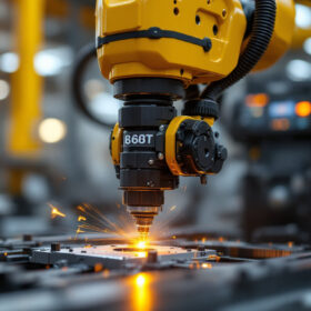 A photograph of a robotic arm in action