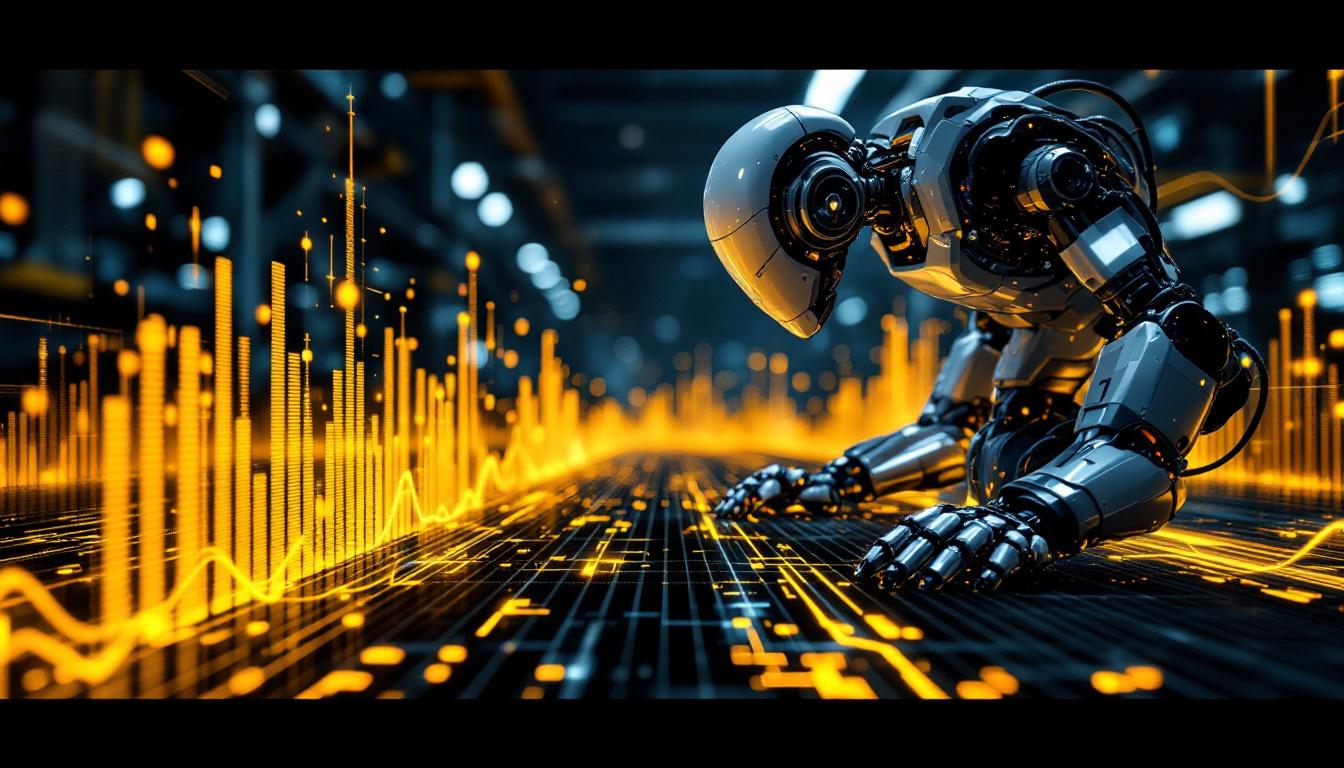 A photograph of a sleek industrial robot in action