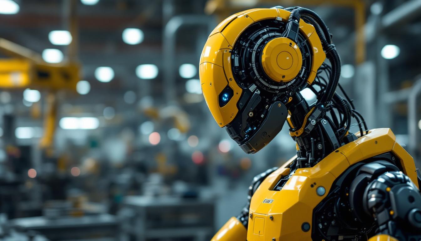 A photograph of a dynamic industrial robot in action