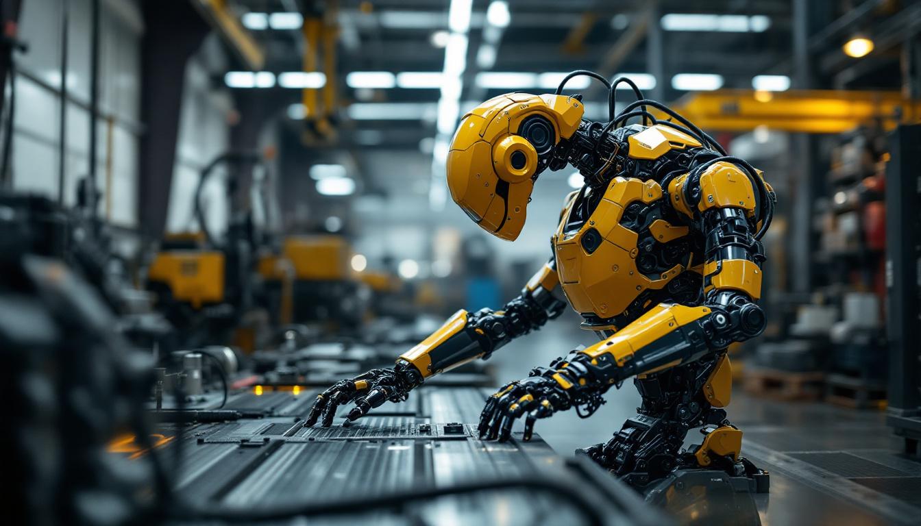 A photograph of a boston dynamics robot in action within an industrial setting