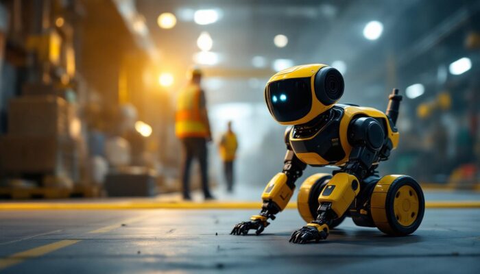 A photograph of a spot.dog industrial robot in action